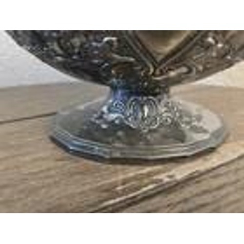 Vintage Silver Plated Oval Basket With Handle Floral Design Regal Victorian 6.5" - Picture 3 of 16